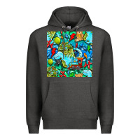 Charcoal Heather boy child coffee cup and teddy bear with thunderbolts and camouflage s Premium Hoodie - BundleAndBundleShop