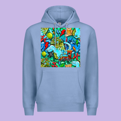 Boy Child Coffee Cup And Teddy Bear With Thunderbolts And Camouflage S Premium Hoodie Designed By Bundleandbundleshop