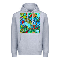 Heather Grey boy child coffee cup and teddy bear with thunderbolts and camouflage s Premium Hoodie - BundleAndBundleShop