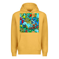 Mustard boy child coffee cup and teddy bear with thunderbolts and camouflage s Premium Hoodie - BundleAndBundleShop