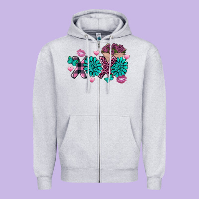 Xoxo Valentine's Day Turquoise Gem Zipper Hoodie Designed By Fadigitalartstudio