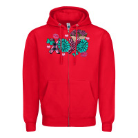 Red Xoxo Valentine's Day Turquoise Gem Zipper Hoodie - FaDigitalArtStudio