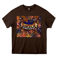 Chocolate Brown tiger america Heavy Core Tee - NancyCooperArtShop