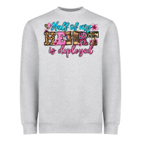 Heather Grey half of my haert is deployed olivia Heavyweight Sweatshirt - OliviaCreatesArt