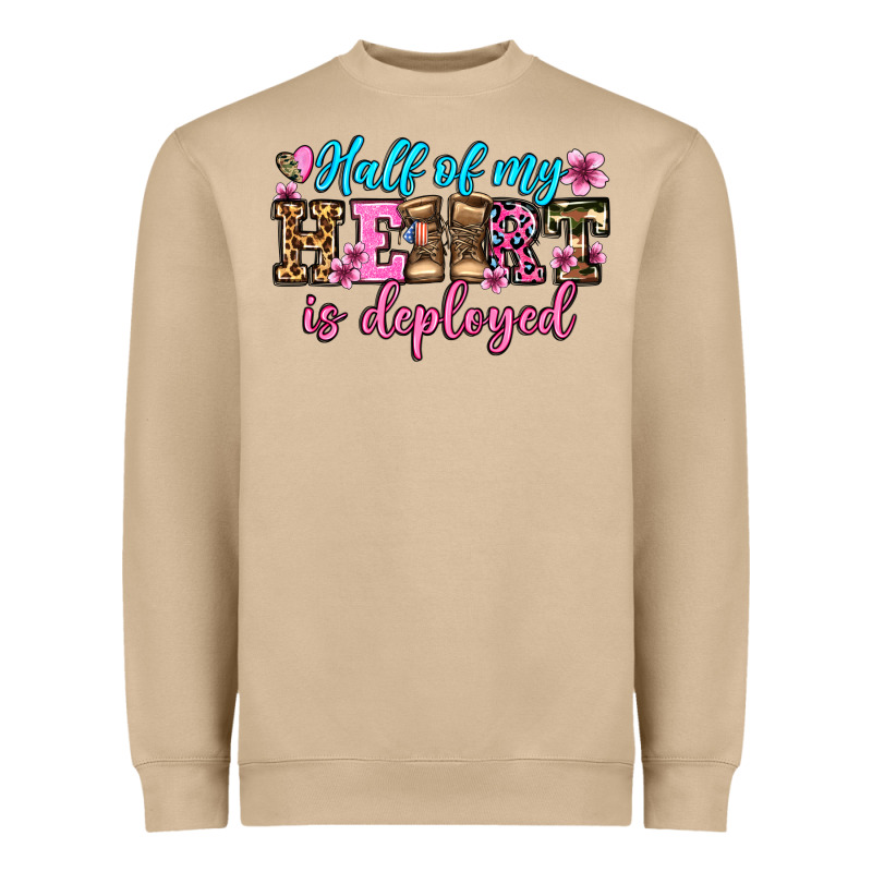 Half Of My Haert Is Deployed Olivia Heavyweight Sweatshirt by OliviaCreatesArt | Teevron