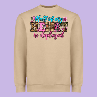 Half Of My Haert Is Deployed Olivia Heavyweight Sweatshirt Designed By Oliviacreatesart
