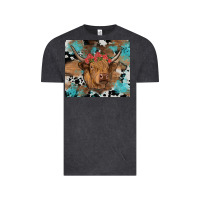 Vintage Black western roses cow Vintage Tee - RanaPortraitStore