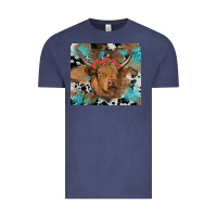Vintage Denim western roses cow Vintage Tee - RanaPortraitStore