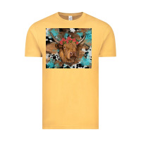 Vintage Mustard western roses cow Vintage Tee - RanaPortraitStore