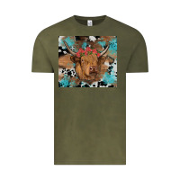 Vintage Olive western roses cow Vintage Tee - RanaPortraitStore