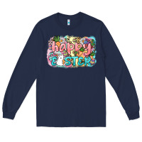 Navy Happy Easter Day Long Sleeve Tee - HowdyJamesFarm