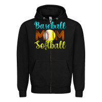 Black baseball mom softball Zipper Hoodie - BundleAndBundleShop