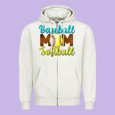 Baseball Mom Softball Zipper Hoodie Designed By Bundleandbundleshop