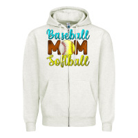 Oatmeal Heather baseball mom softball Zipper Hoodie - BundleAndBundleShop