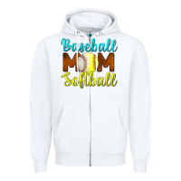 White baseball mom softball Zipper Hoodie - BundleAndBundleShop