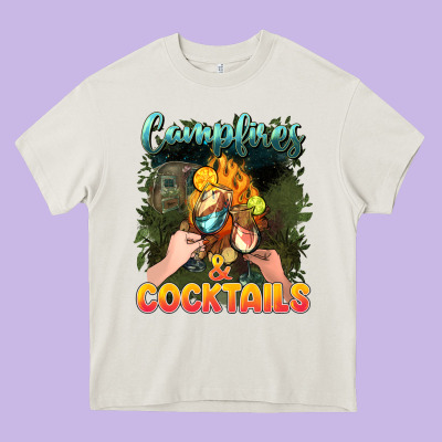 Campfirescocktails Heavy Core Tee Designed By Nancycooperartshop