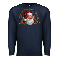 Navy i love a man with beard Premium Sweatshirt - CowhideDigitalArt