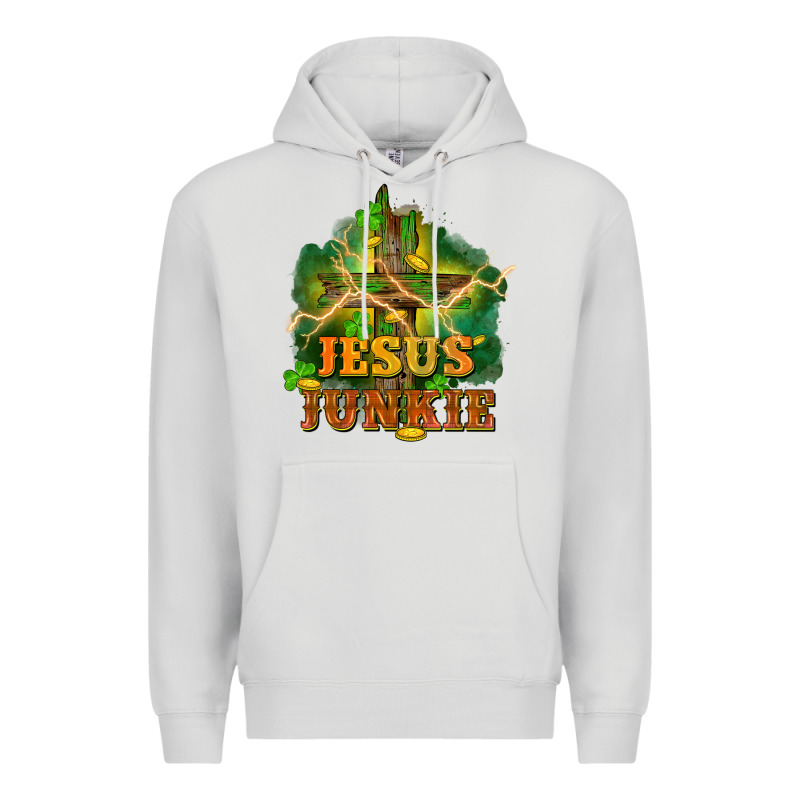 Jesus Junkie St. Patricks Day Premium Hoodie by FaDigitalArtStudio | Teevron