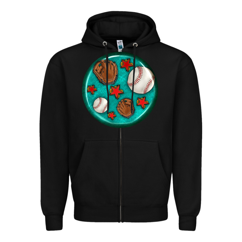 Baseball With Sunflower Round Earrings Zipper Hoodie by BundleAndBundleShop | Teevron