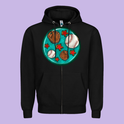Baseball With Sunflower Round Earrings Zipper Hoodie Designed By Bundleandbundleshop