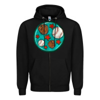 Black baseball with sunflower round earrings Zipper Hoodie - BundleAndBundleShop