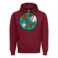 Burgundy baseball with sunflower round earrings Zipper Hoodie - BundleAndBundleShop