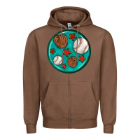 Chestnut baseball with sunflower round earrings Zipper Hoodie - BundleAndBundleShop