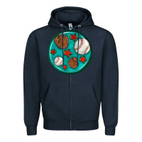 Navy baseball with sunflower round earrings Zipper Hoodie - BundleAndBundleShop