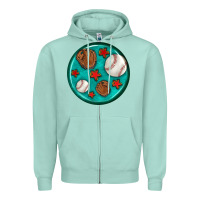 Seafoam baseball with sunflower round earrings Zipper Hoodie - BundleAndBundleShop