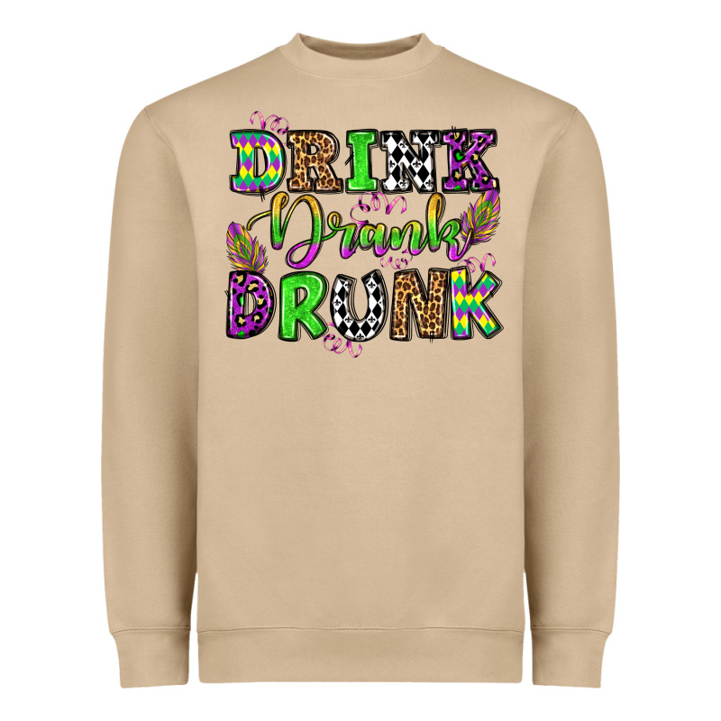Drink Drank Drunk Mardi Gras Olivia Heavyweight Sweatshirt by OliviaCreatesArt | Teevron
