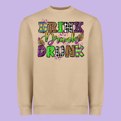Drink Drank Drunk Mardi Gras Olivia Heavyweight Sweatshirt Designed By Oliviacreatesart