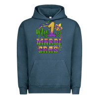 Pigment Midnight Navy my first mardi gras glitter fleur de lis Urban Hoodie - Artiststas