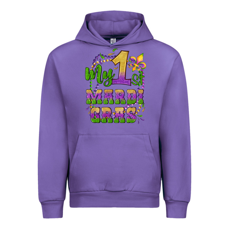 My First Mardi Gras Glitter Fleur De Lis Urban Hoodie by Artiststas | Teevron
