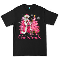 Black Pink Merry Christmas Black Santa Premium Tee - MaliasSmallBusiness