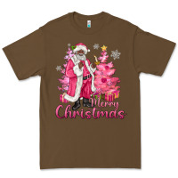 Cacao Pink Merry Christmas Black Santa Premium Tee - MaliasSmallBusiness