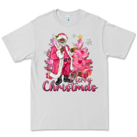 Dove Grey Pink Merry Christmas Black Santa Premium Tee - MaliasSmallBusiness
