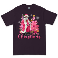 Plum Pink Merry Christmas Black Santa Premium Tee - MaliasSmallBusiness
