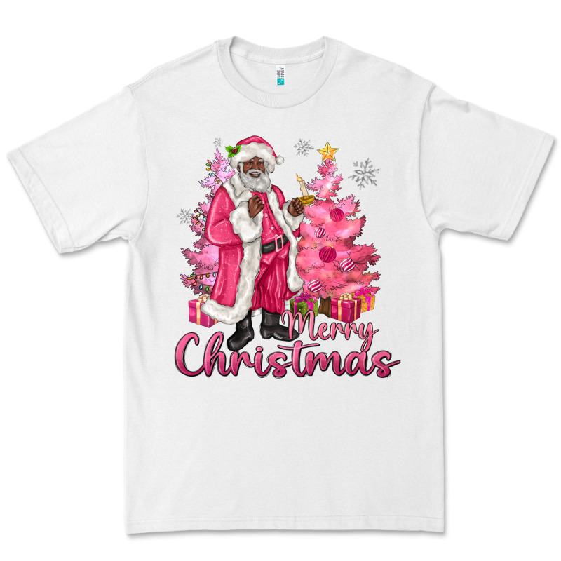 Pink Merry Christmas Black Santa Premium Tee by MaliasSmallBusiness | Teevron