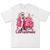 White Pink Merry Christmas Black Santa Premium Tee - MaliasSmallBusiness