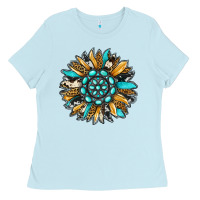 Baby Blue gemstone sunflower Ladies Tee - RanaPortraitStore