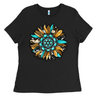 Black gemstone sunflower Ladies Tee - RanaPortraitStore