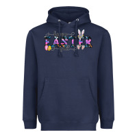 Navy Happy Easter Y'all Heavyweight Hoodie - CowhideDigitalArt