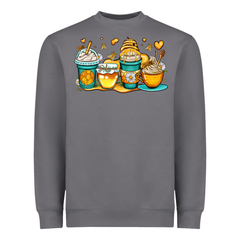 Honey Bee Coffee Cups Heavyweight Sweatshirt by OliviaCreatesArt | Teevron