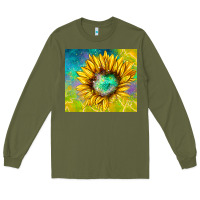 Army Green sparkling sunflower Long Sleeve Tee - TumblerDesignByShophia