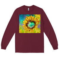 Burgundy sparkling sunflower Long Sleeve Tee - TumblerDesignByShophia