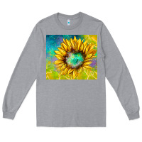 Heather Grey sparkling sunflower Long Sleeve Tee - TumblerDesignByShophia