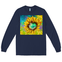 Navy sparkling sunflower Long Sleeve Tee - TumblerDesignByShophia