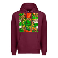 Burgundy coffee cups st. patrick's day with leopard seamless pattern bbs Premium Hoodie - BundleAndBundleShop