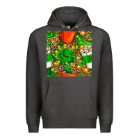 Charcoal Heather coffee cups st. patrick's day with leopard seamless pattern bbs Premium Hoodie - BundleAndBundleShop