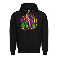 Black mardi gras queen Zipper Hoodie - FaDigitalArtStudio
